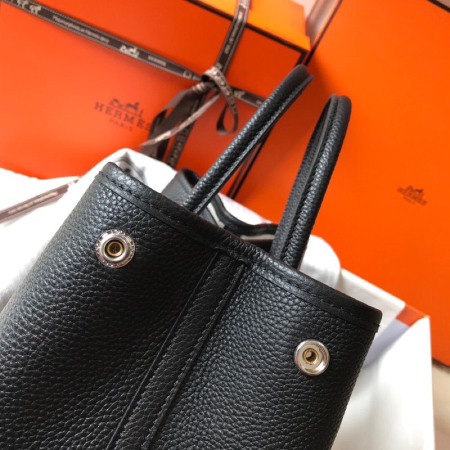 Hermes Garden Party 36cm Tote Handbag In Black Clemence Leather